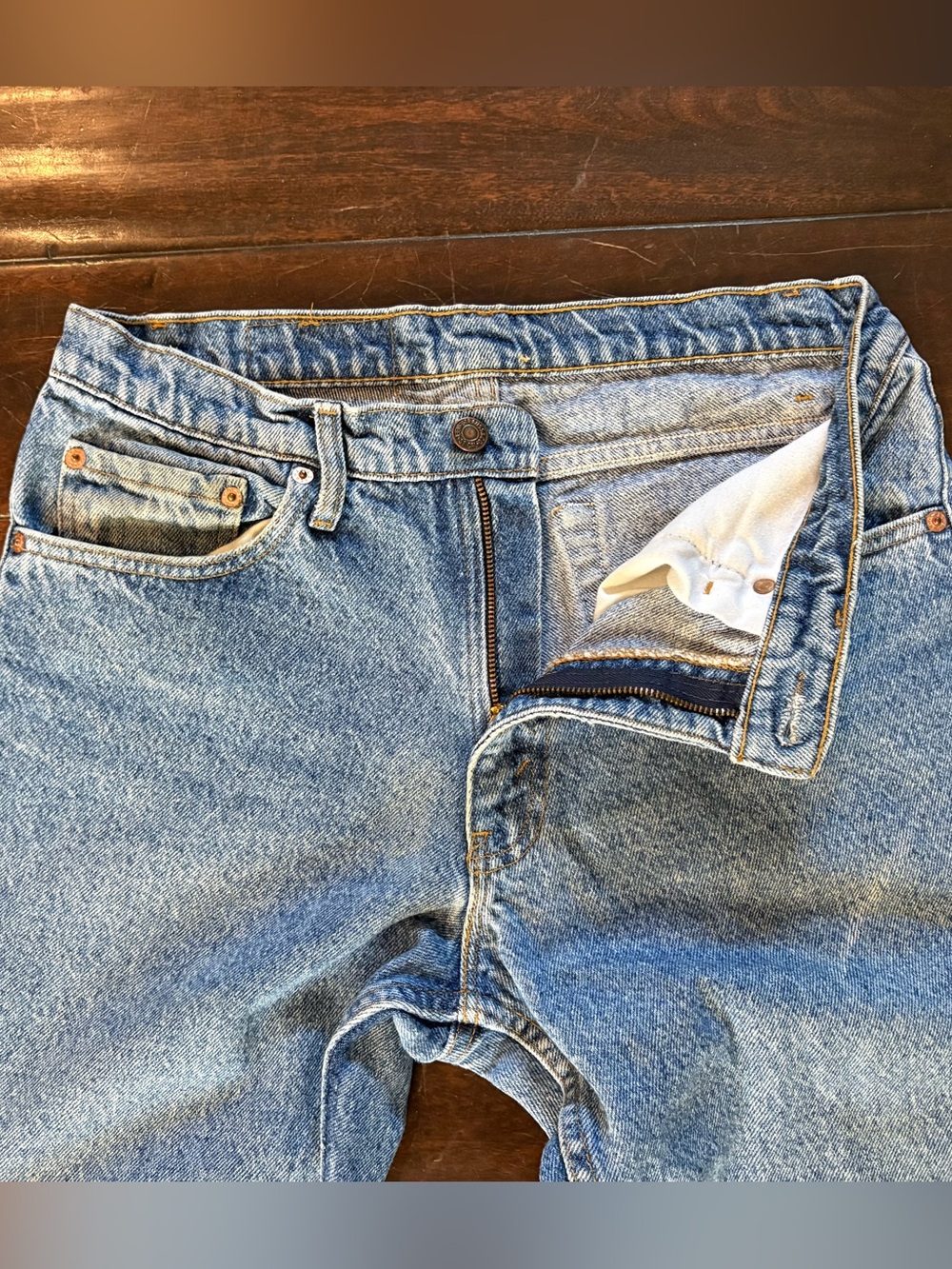 Vintage 1980’s Levi's 506 Medium WashStraight Leg Light Blue Jeans - Made in USA - Picture 6 of 15